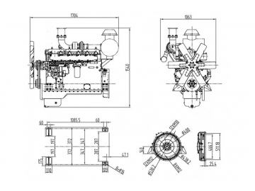 Motor diesel de 6 cilindros 227KW SYG128TAD23