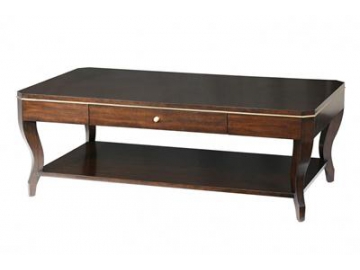 Mesa ratona rectangular de madera con cajón