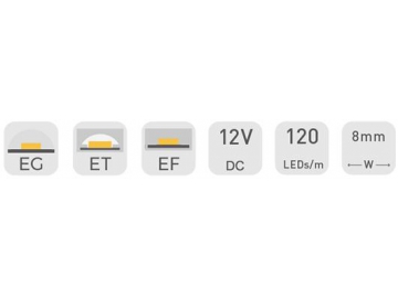 Tira LED flexible para interiores  8mm 12V D8120