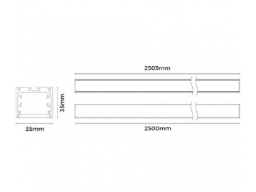 Perfiles de aluminio para aplique de luz LED curvo de techo  AS3535-2500