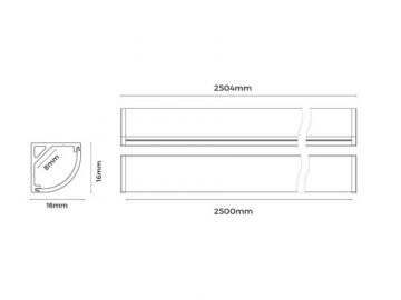 Perfiles de aluminio para aplique de luz LED esquinero  LG1616C