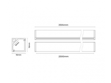 Perfiles de aluminio para aplique de luz LED esquinero  LG1616K