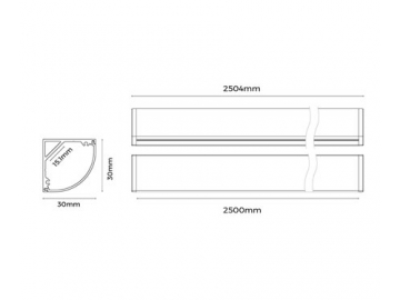 Perfiles de aluminio para aplique de luz LED esquinero  LG3030C(B)