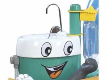 Sillón dental para niños A8000-IB   (unidad dental para niños con sillón en forma de dinosaurio y caja lateral con forma de gato sonriente)