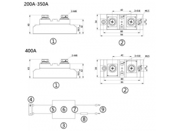 Relé de estado sólido monofásico NNG1A-1/032F-38 DC-AC 200A-400A