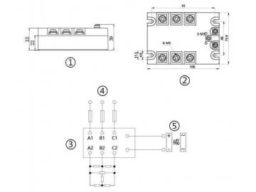 Relé de estado sólido trifásico NNG1F-3/024F-38 DC-AC 10A-80A