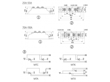 Módulo tiristor 25A-110A MTC MTK MTA MTX