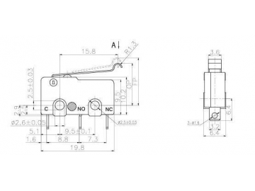 Micro interruptor con palanca arco NS-5W/10W