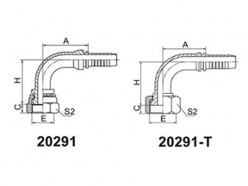 Racor codo giratorio hembra 90º ORFS (sello frontal), 20291