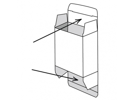 Caja con extremos plegables, cartón plegable