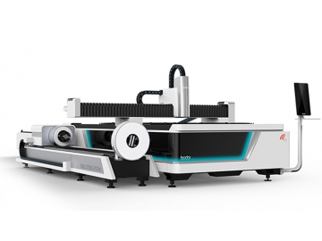 Máquina de corte laser para chapa metálica y tubos, mesa intercambiable, Serie E-T