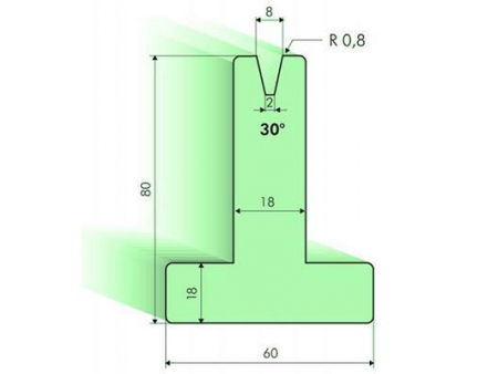 Matrices en T 30°, H=80mm