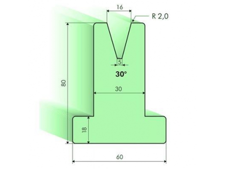 Matrices en T 30°, H=80mm