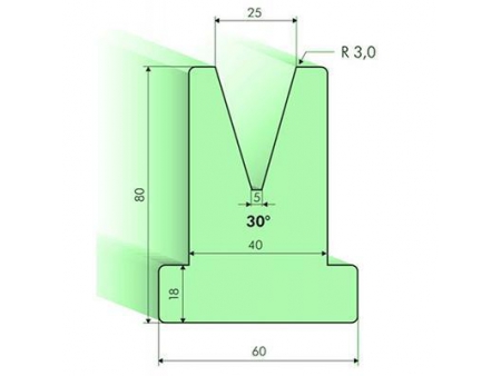 Matrices en T 30°, H=80mm