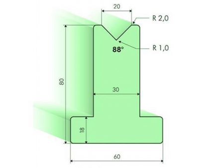 Matrices en T 88°, H=80mm