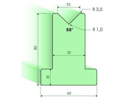 Matrices en T 88°, H=80mm