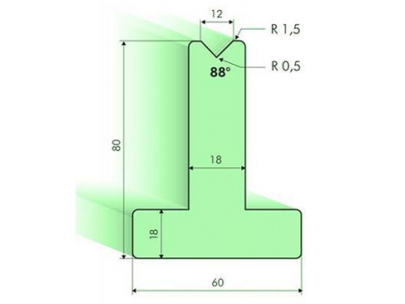 Matrices en T 88°, H=80mm