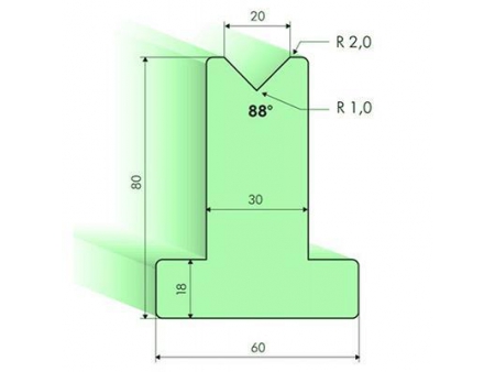 Matrices en T 88°, H=80mm