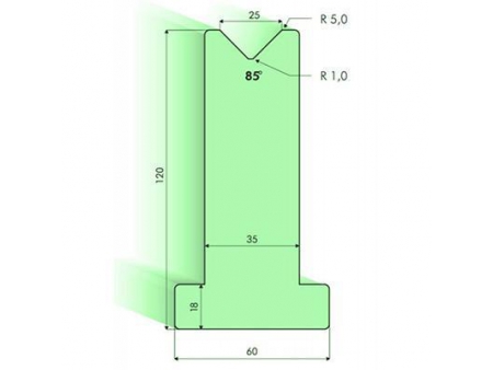 Matrices en T 85°, H=120mm