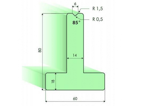 Matrices en T 85°, H=80mm