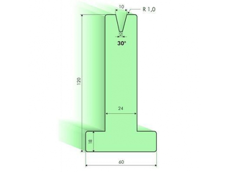 Matrices en T 30°, H=120mm