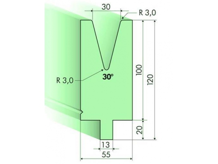 Matrices 30°, H=100mm