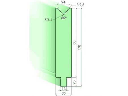 Matrices 80°, H=150mm