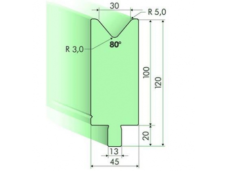 Matrices 80°, H=100mm