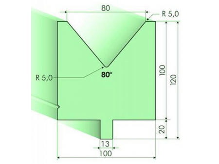 Matrices 80°, H=100mm