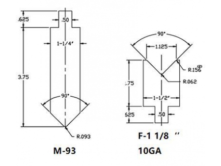 Set de punzón y matriz a 90°