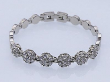 Pulsera Magnética, de Acero Inoxidable con Múltiples Incrustaciones de Zirconia Cúbica - S1172