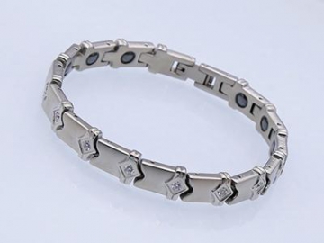 Pulsera Magnética, de Acero Inoxidable con Incrustaciones de Zirconia Cúbica - S26