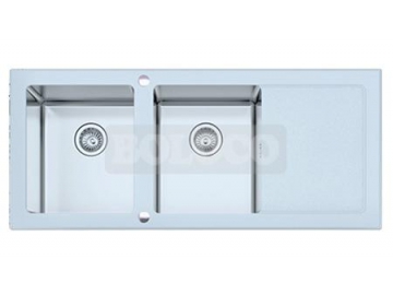 Fregadero de dos cubetas rectangulares de acero inoxidable BL-766