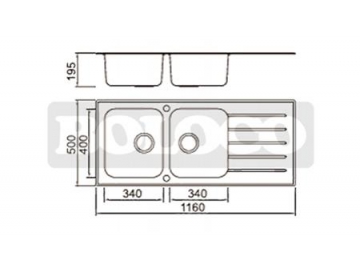 Fregadero de cristal con 2 senos de acero inoxidable BL-775B