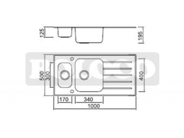 Fregadero de 2 cubetas de acero inoxidable BL-774