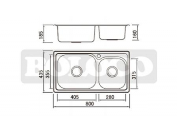 Fregadero de dos cubetas de acero inoxidable BL-805