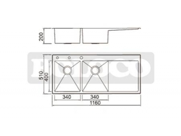 Fregadero de 2 cubetas de acero inoxidable BL-735