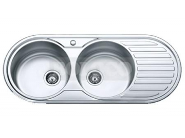 Fregadero de acero inoxidable de dos cubetas redondas BL-903