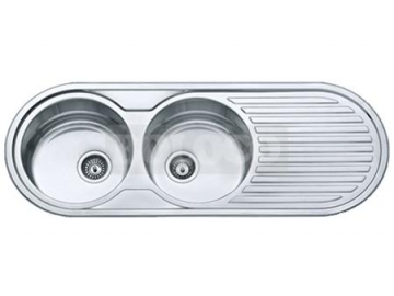 Fregadero de 2 cubetas redondas de acero inoxidable BL-829