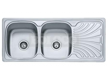 Fregadero de acero inoxidable de 2 cubetas y 1 escurridor BL-895