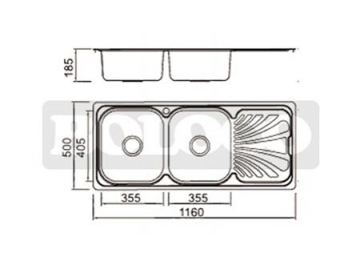Fregadero de acero inoxidable de 2 cubetas y 1 escurridor BL-895