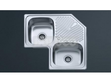 Fregadero de esquina con dos senos de acero inoxidable BL-866