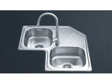 Fregadero de esquina con dos senos de acero inoxidable BL-866