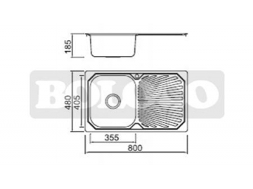 Fregadero de una ponchera de acero inoxidable con acabado satinado BL-843