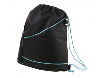 Mochila con cordón negra impermeable, de nylon CBB1513-1