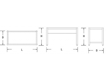 Mesa para laboratorio con bastidor tipo H (con piernas redondeadas)