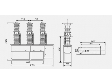 Disyuntor de vacío para exterior 40.5KV, ZW7-40.5