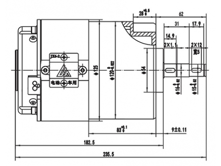 Motor DC de Imán Permanente, con Escobillas 750W - ZD125B2; Motor para Control de Desplazamiento Horizontal