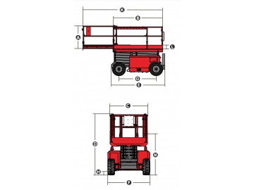 Plataforma de tijera autopropulsada para terrenos difíciles, Serie XD