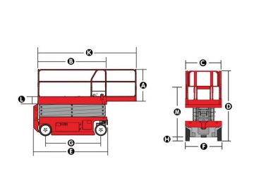 Elevador de tijera autopropulsada eléctrica, Serie XE-W